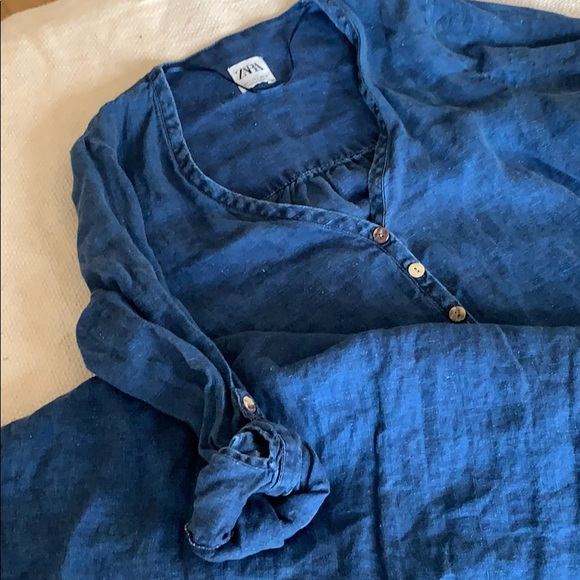 Zara Blue Ruffle Dress - Picture 4 of 5